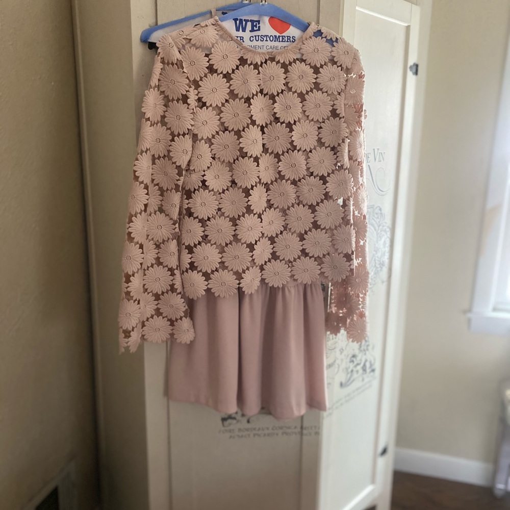 Custom Made/One of a Kind Chiffon Lace Mini Dress- SZ 8-10